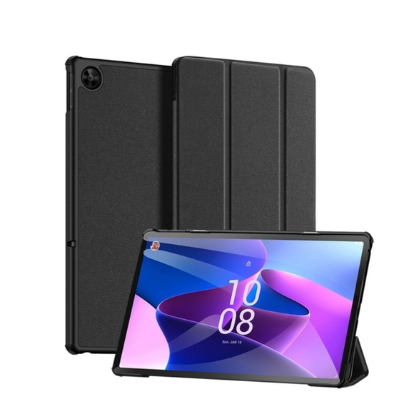 Dux Ducis - Lenovo Tab M10 Plus (3. Gen.) Tasche Smart Cover Hülle Stoff Design mit Apple Pencil Halterung - Schwarz