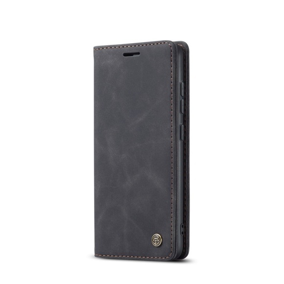 Caseme - Samsung Galaxy S22+ Plus 5G Leder Tasche Flip Wallet Etui mit Kartenfächern - Schwarz