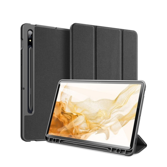 Dux Ducis - Samsung Galaxy Tab S8 / Tab S7 Tasche Smart Cover Hülle Stoff Design mit Apple Pencil Halterung - Blau