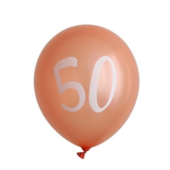 (10er Set) Geburtstags Latex Ballons Party Deko 50. Geburtstag Metallic Luftballons - Roségold