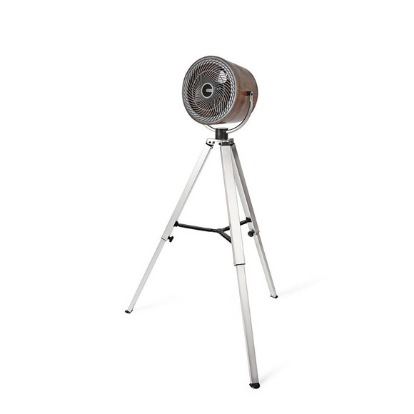 Nedis - 10 Zoll 45W Dreibein Ventilator Tripod Lüfter im Retro Look mit 3 Stufen Verstellbar 90-130cm (FNTR20CWD10) - Holz