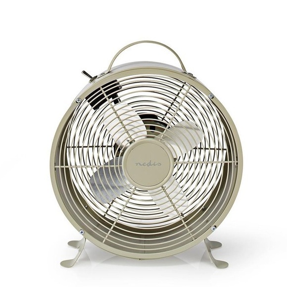 Nedis - 10 Zoll 20W Tisch Ventilator Lüfter im Retro Look mit 2 Stufen + Tragegriff (FNCL10GY20) - Grau