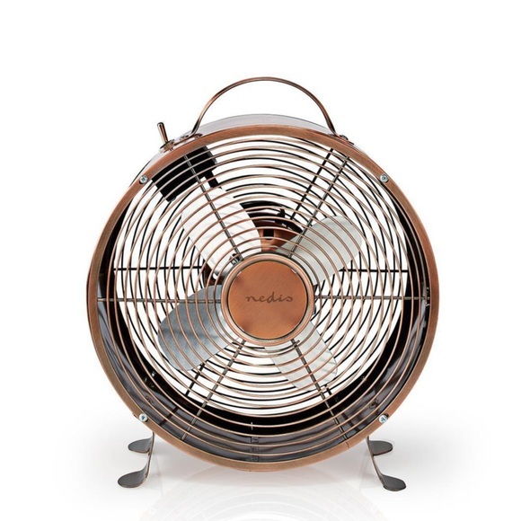 Nedis - 10 Zoll 20W Tisch Ventilator Lüfter im Retro Look mit 2 Stufen + Tragegriff (FNCL10CO20) - Kupfer