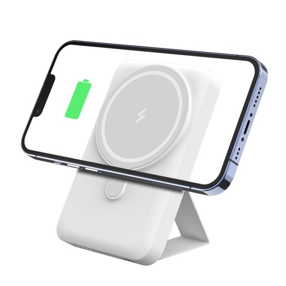 (22W) 10000mAh Magnetisches MagSafe PD Ladegerät USB C Power Bank + Kickstand - Weiss