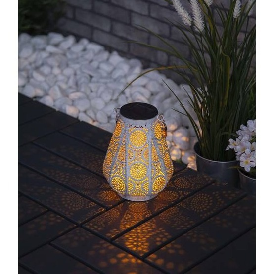 Schönenberger Elektro - Sabik LED Solar Lampe Outdoor Messing Laterne Spritzwassergeschützt IP44 (20x25cm) - Amber