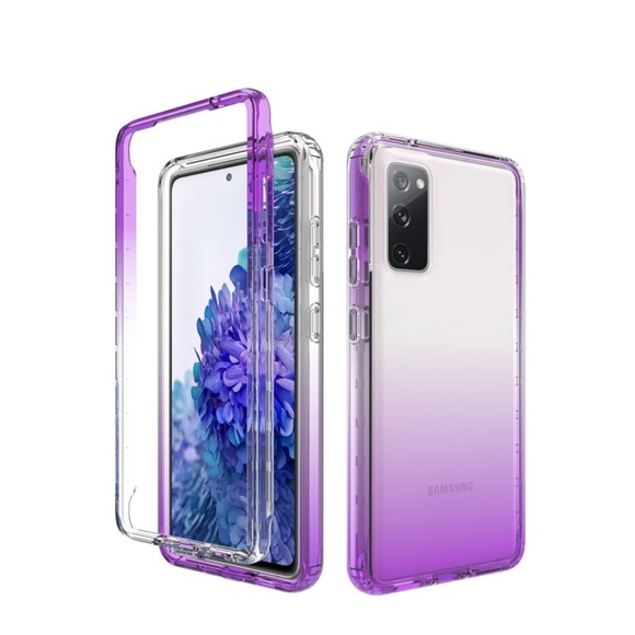 (2-tlg.) Samsung Galaxy S20 FE / S20 FE 5G Hybrid TPU Hülle mit Farbverlauf - Violett / Transparent