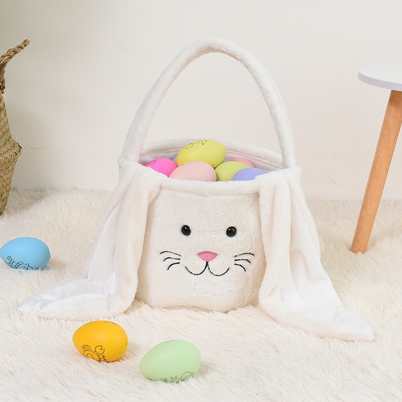 Flauschiges Stoff Osternest Candy Gift Osterhasen Tasche - Weiss