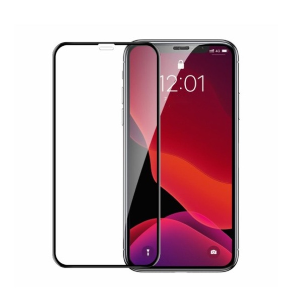 (2er Set) Baseus - iPhone 11 Pro Max Vollbild Curved Panzer Display Schutzfolie Montagerahmen 0.23 mm - Schwarz