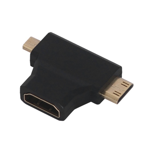 2in1 HDMI auf Micro HDMI oder Mini HDMI Combo Adapter Stecker - Schwarz