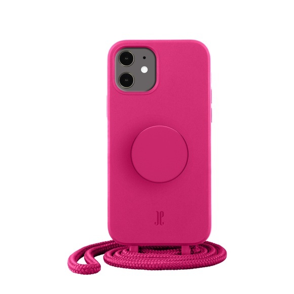 PopSockets - (by Just Elegance) iPhone 11 3in1 Necklace Gummi Hülle + Handykette (150cm) + PopSockets (30045) - Orchid Flower