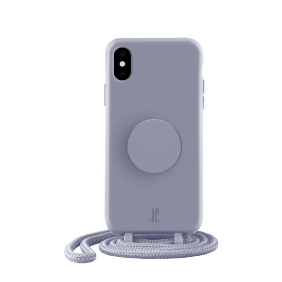 PopSockets - (by Just Elegance) iPhone Xs / X 3in1 Necklace Gummi Hülle + Handykette (150cm) + PopSockets (30019) - Lila