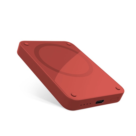 Epico - (15W) 4200mAh Magnetische Alu Qi Wireless MagSafe USB C Power Bank Ladegerät ab Apple iPhone 12 (9915101400015) - Rot