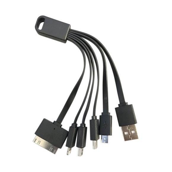 5in1 USB Ladekabel auf Lightning / USB C / Micro USB / Apple 30pin / Mini USB Adapter - Schwarz