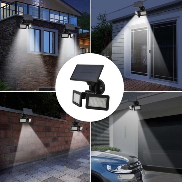 48 LED's Dual Solar Outdoor Lampe Wandleuchte 180° Grad Schwenkbar mit Infrarot Sensor Wasserfest (IP65) - Schwarz