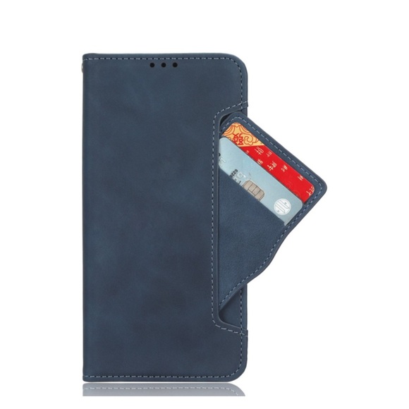Nokia X30 Leder Tasche Flip Cover im Retro Look mit Kartenfächer - Blau