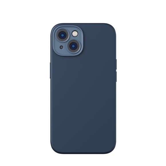 Baseus - iPhone 14 Plus MagSafe Silikon Case Soft Touch Hülle mit Kameraschutz + Display Panzerglas - Dunkelblau