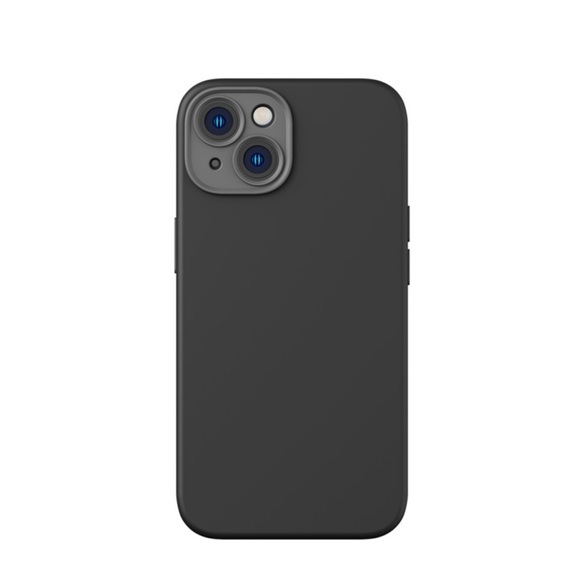 Baseus - iPhone 14 Plus MagSafe Silikon Case Soft Touch Hülle mit Kameraschutz + Display Panzerglas - Schwarz