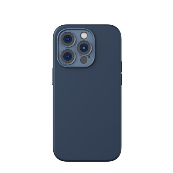 Baseus - iPhone 14 Pro MagSafe Silikon Case Soft Touch Hülle mit Kameraschutz + Display Panzerglas - Dunkelblau