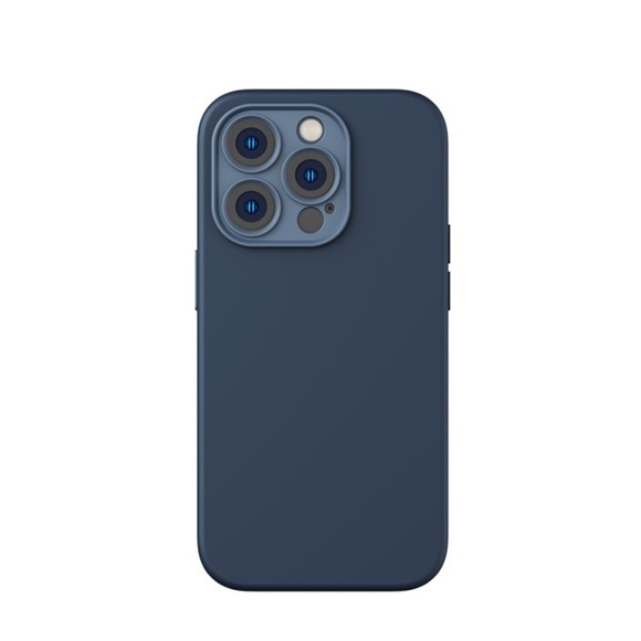 Baseus - iPhone 14 Pro Max MagSafe Silikon Case Soft Touch Hülle mit Kameraschutz + Display Panzerglas - Dunkelblau