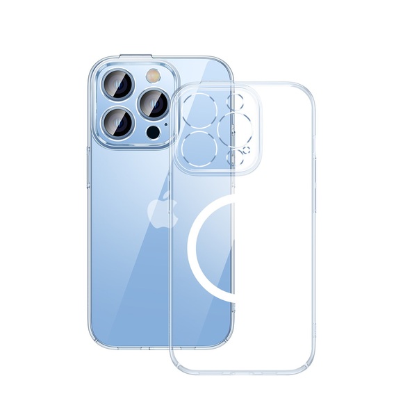 Baseus - iPhone 14 Pro Max MagSafe Crystal Hardcase Hülle mit Kameraschutz + Display Panzerglas - Transparent