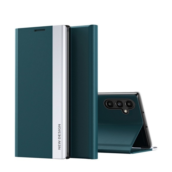Samsung Galaxy A14 5G Leder Tasche Flip Cover + Magnetverschluss - Dunkelgrün