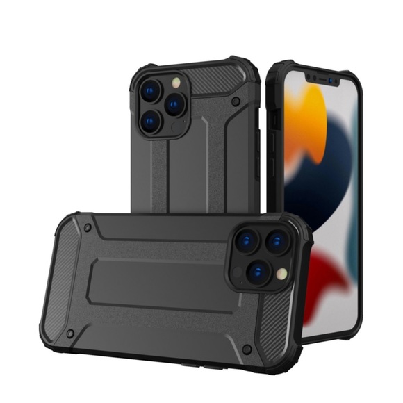 iPhone 14 Pro Outdoor Hybrid Hardcase Hülle - Schwarz