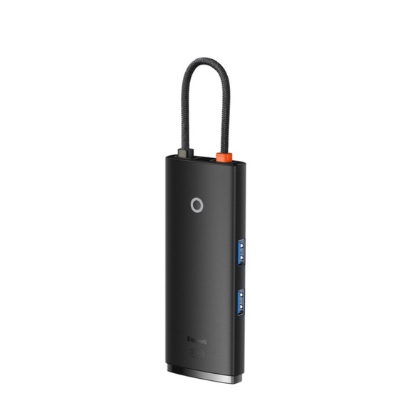 Baseus - 6in1 USB C Multiport Adapter mit USB C (PD) / 4K HDMI / 2x USB 3.0 / SD & Micro SD Kartenlesegerät - Schwarz