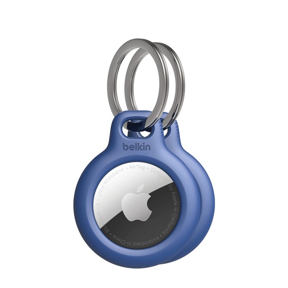 Belkin - (2er Set) Apple AirTag Anhänger Hardcase Hülle Schlüsselanhänger + Schlüsselring (MSC002btBL) - Blau