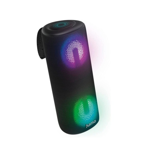 Hama - Pipe 3.0 Portabler Bluetooth LED Lautsprecher True Wireless Wasserfest IPX5 (00188202) - Schwarz