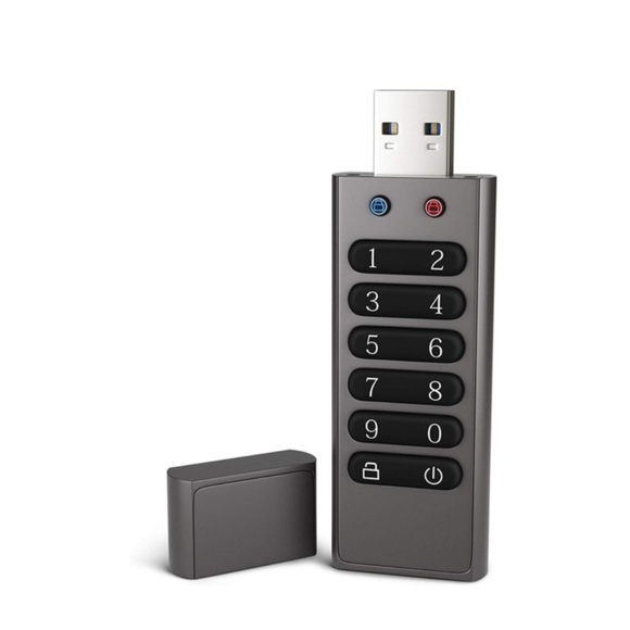 (64GB) USB 3.0 Aluminium Speicher Stick Flash Drive mit Passwort Pin Verschlüsselung (AES-256-bit Verschlüsselung) - Grau