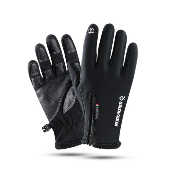 (Gr. S) Wetterfeste Outdoor Winter Touch Handschuhe - Schwarz
