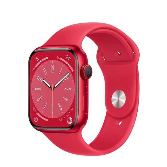 APPLE Watch Series 8 (GPS + Cellular) 45 mm - Smartwatch (Regular 140 - 220 mm, Fluorelastomer, (PRODUCT)RED Aluminium/(PRODUCT)RED)