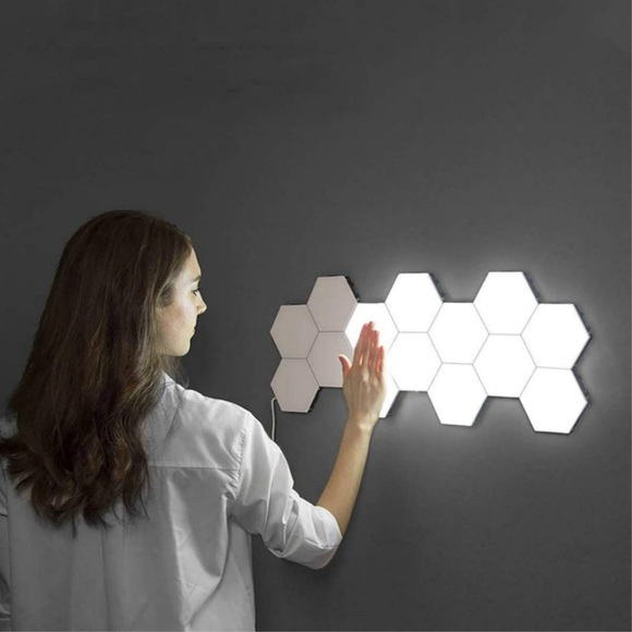 (8-tlg.) Modular LED Light Panels Magnetische Sechseck Wand Lampen mit Touch Funktion - White Edition (Weiss)