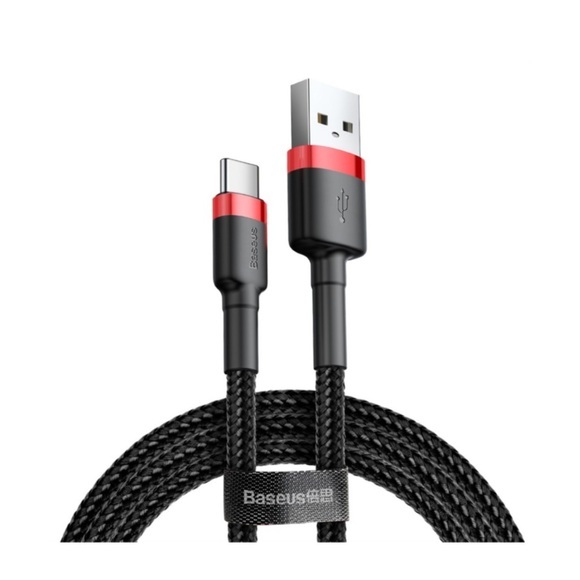 Baseus - (3m / 2A) USB C auf USB 480Mbps Schnellladekabel Datenkabel - Schwarz / Rot