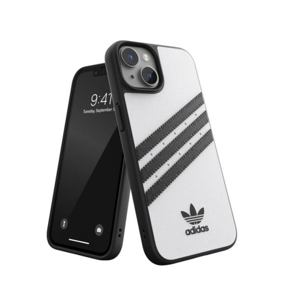 adidas Originals - iPhone 14 Moulded Case Leder Hülle (50189) - Weiss / Schwarz