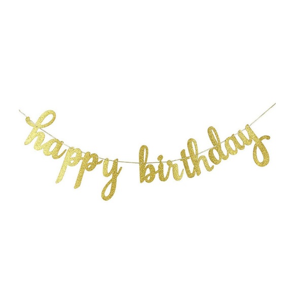 (8-tlg. Set) Happy Birthday Geburtstags Girlande Party Dekoration Accessoire Banner - Gold (Glitzer)