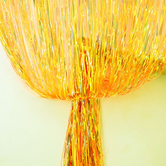 (2x1m) Deko Lametta Vorhang Holographisch für Party / Geburtstag / Weihnachten / Silvester - Gold