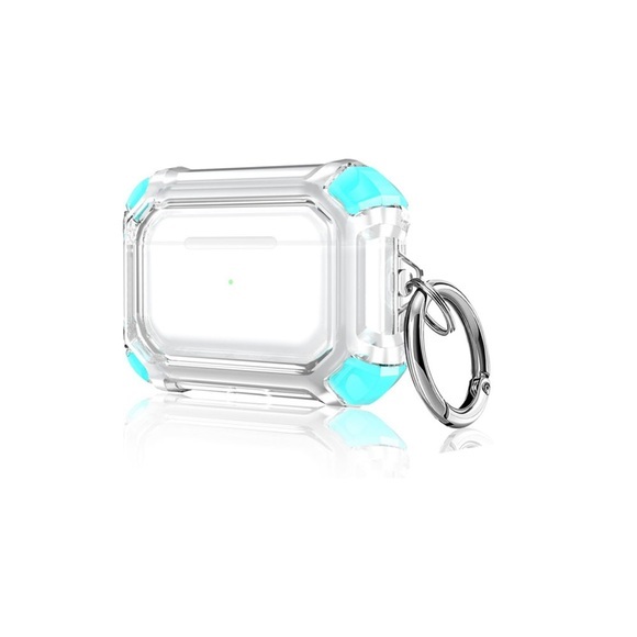 AirPods Pro Gummi Schutzhülle Air Cushion Fallschutz + Karabinerhaken - Türkis
