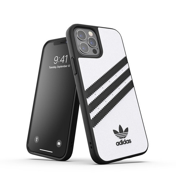 adidas Originals - iPhone 12 / iPhone 12 Pro Moulded Case PU Leder Hülle - Weiss / Schwarz