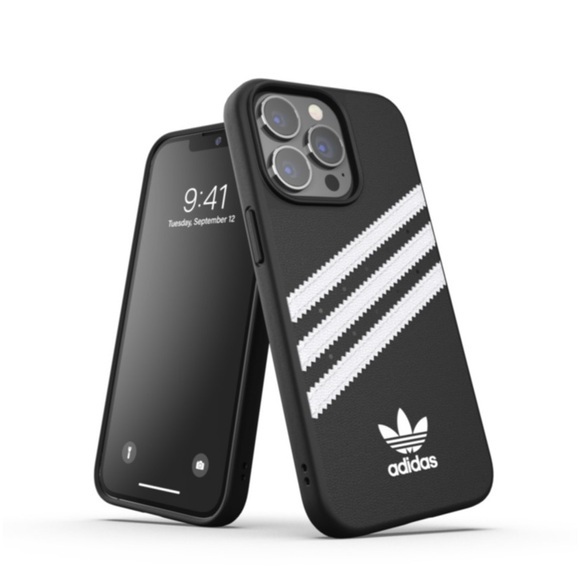 adidas Originals - iPhone 13 Pro Moulded Snap Case PU Leder Hülle (47114) - Schwarz / Weiss