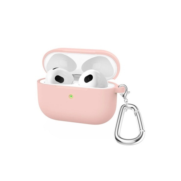 AirPods (3. Generation) Silikon Schutzhülle Abdeckung mit Karabinerhaken - Rosa