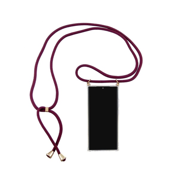 Apfelkiste © - Samsung Galaxy Note 20 Ultra / 20 Ultra 5G Necklace Gummi Hülle Air Cushion Fallschutz + Handykette (150cm) - Dunkelrot / Gold