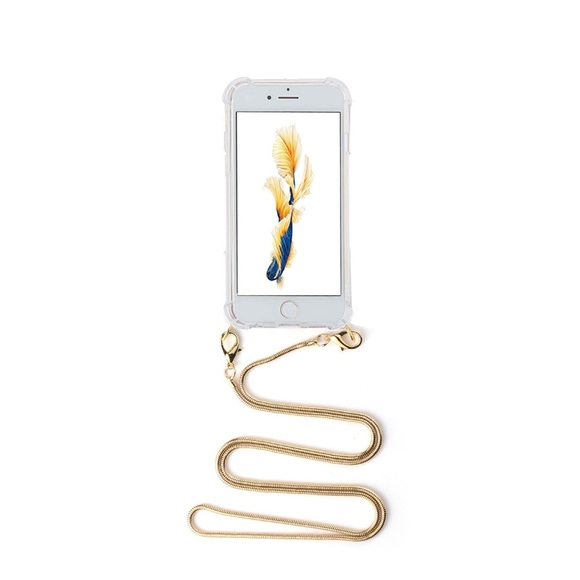 Apfelkiste © - iPhone 6 / 6S Necklace Gummi Hülle Air Cushion Fallschutz + Schlangenkette (1.2m) - Gold