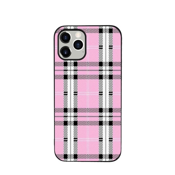 Apfelkiste © - iPhone 12 Pro Max Gummi Case Hülle Ultra Thin Karo Design - Rosa