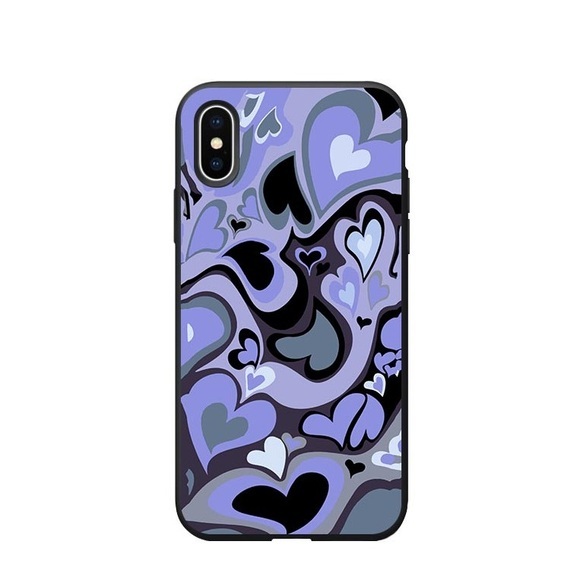 Apfelkiste © - iPhone Xs / X Gummi Case Hülle Ultra Thin Crazy Hearts - Violett