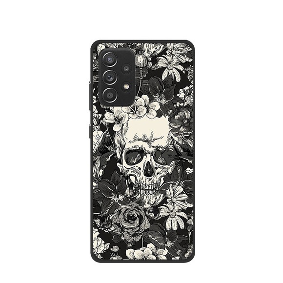 Apfelkiste © - Samsung Galaxy A53 5G Gummi Case Hülle Ultra Thin Skull Flowers - Schwarz