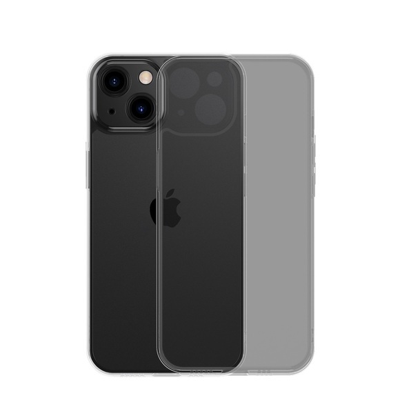 Baseus - iPhone 13 Hybrid Hülle Frosted Glass TPU Bumper + Acryl Rückseite + Kameraschutz - Grau (Matt)