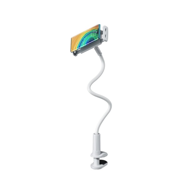 Benks - Desktop Tisch / Bett Halterung mit flexiblem Schwanenhals für Tablet / Smartphone (11.5-20cm) - Weiss