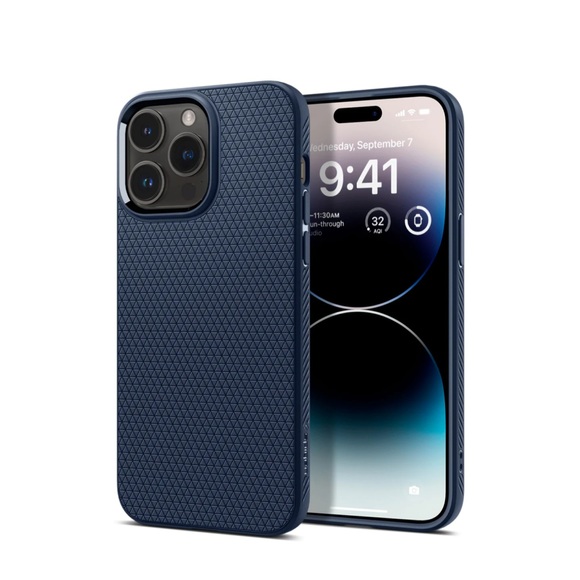 Spigen - iPhone 14 Pro Liquid Air Case Gummi Hülle (ACS04958) - Navy (Matt)