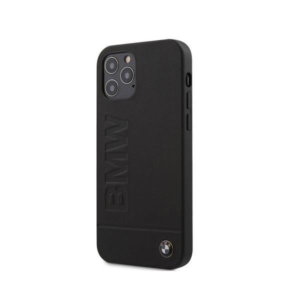 BMW - iPhone 12 Pro Max Echtleder Hard Case Hülle (BMHCP12LSLLBK) - Schwarz